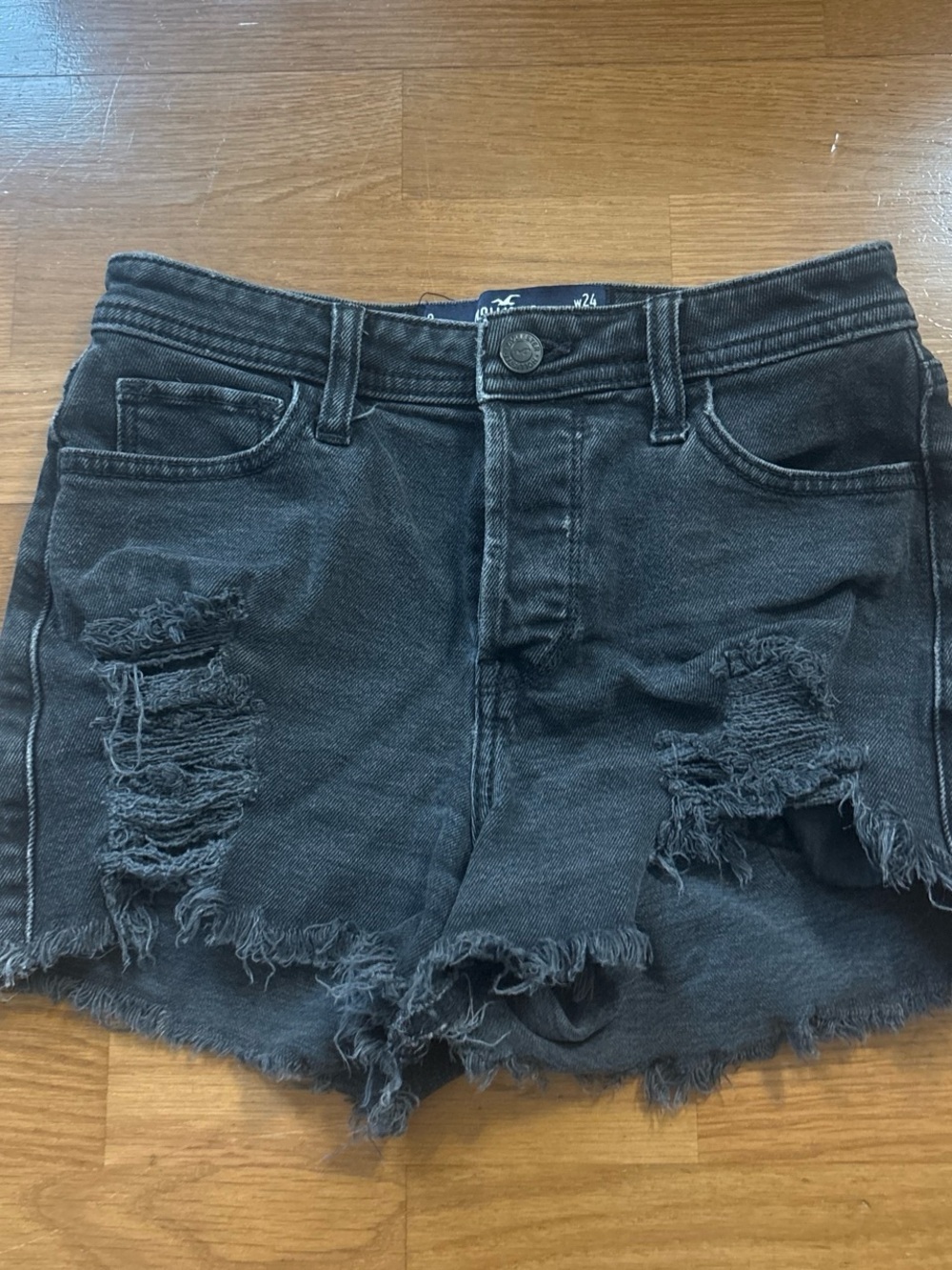 Hollister Black Distressed Denim Jean Shorts